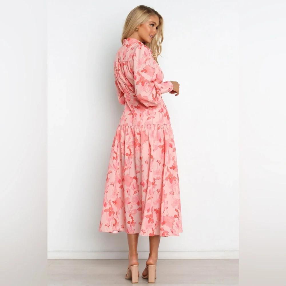 Petal & pup floral long sleeve button front midi dress nwot - Picture 4 of 5